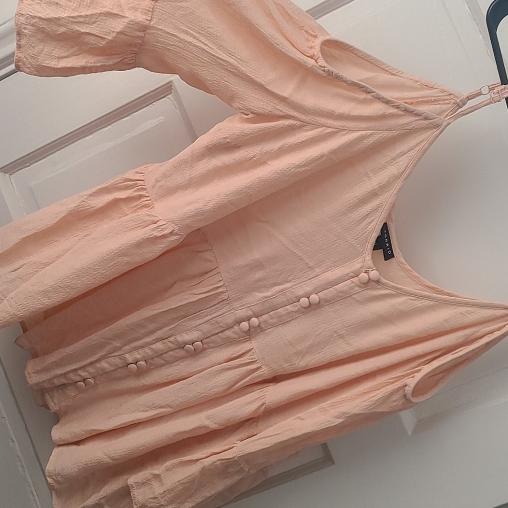 Light Pink Off-shoulder Baby Doll Blouse Perfect for Easter !